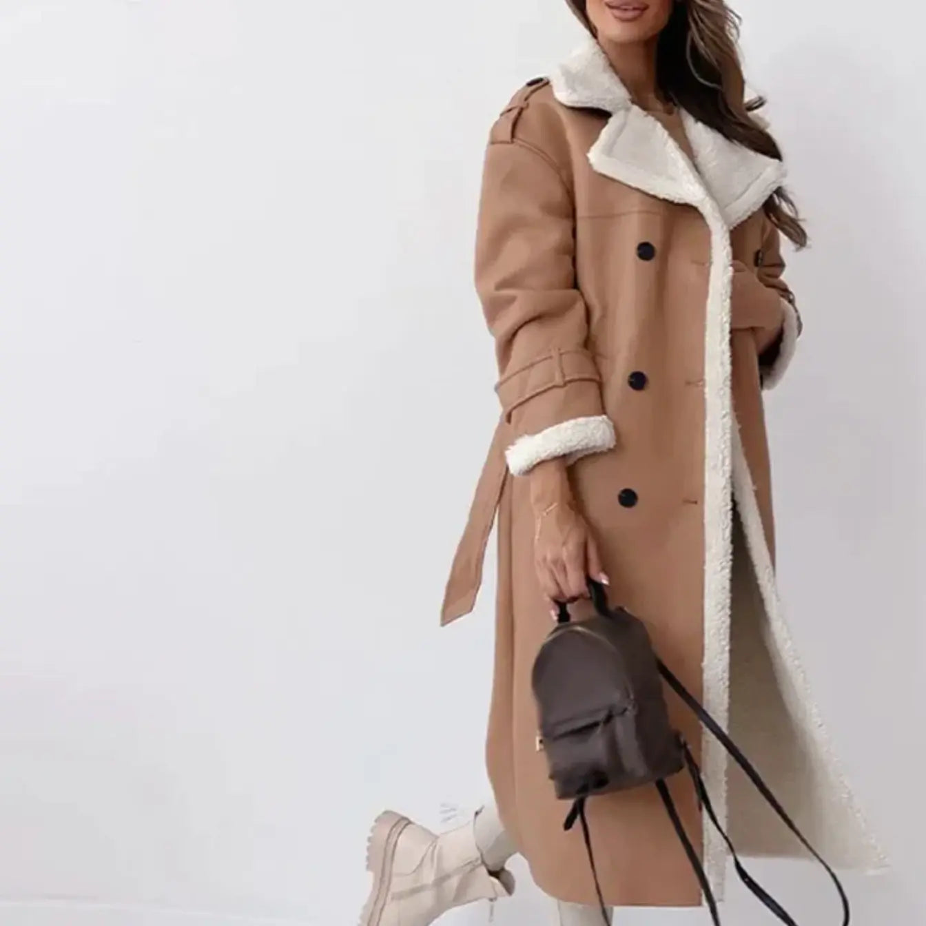 Celeste – Langer Kunstledermantel Damen