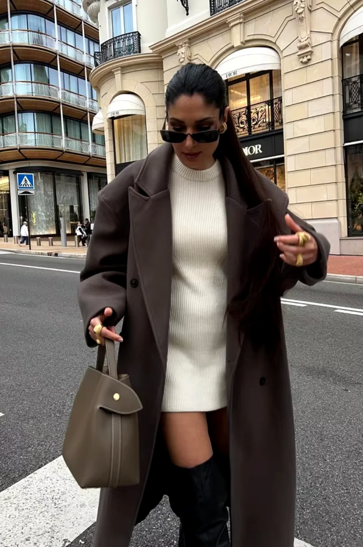 Elodie – Damen Oversize-Mantel mit Reverskragen und Knopfleiste