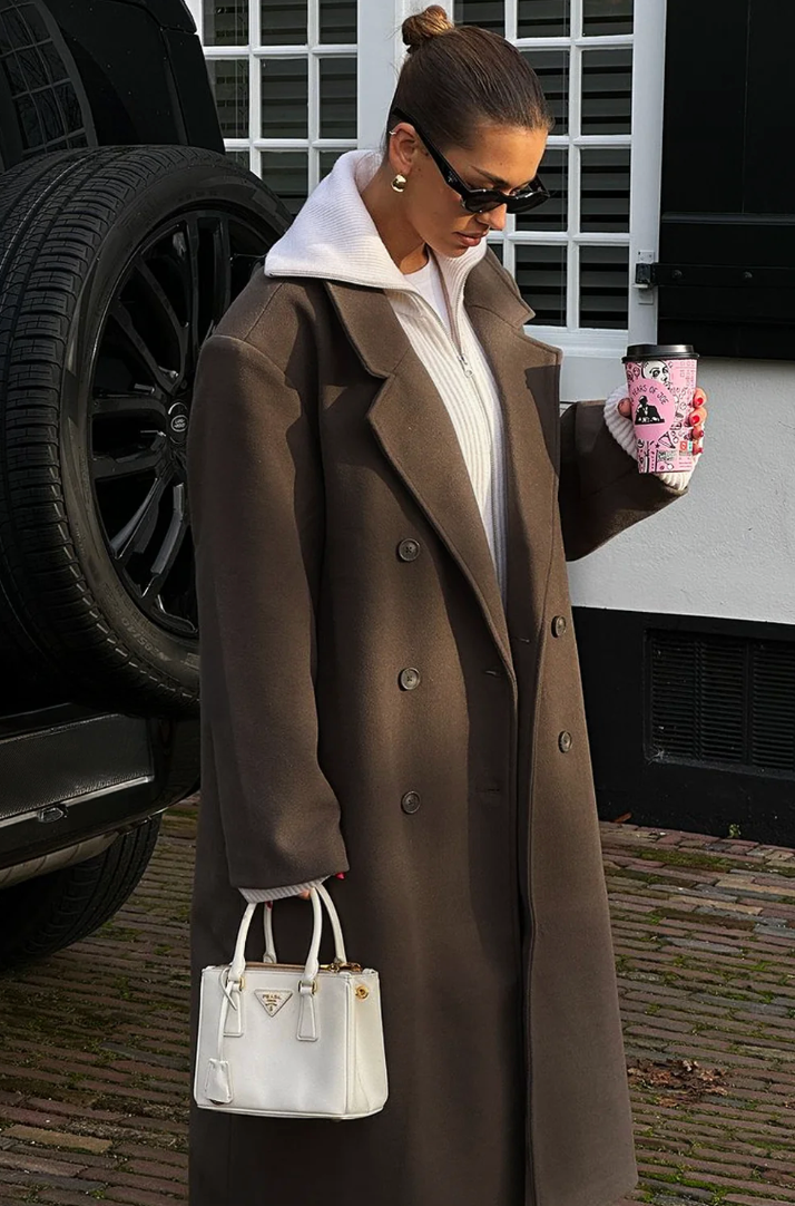 Elodie – Damen Oversize-Mantel mit Reverskragen und Knopfleiste