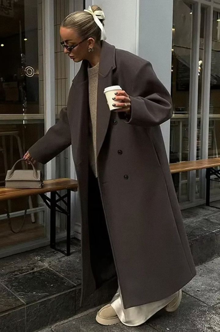 Elodie – Damen Oversize-Mantel mit Reverskragen und Knopfleiste