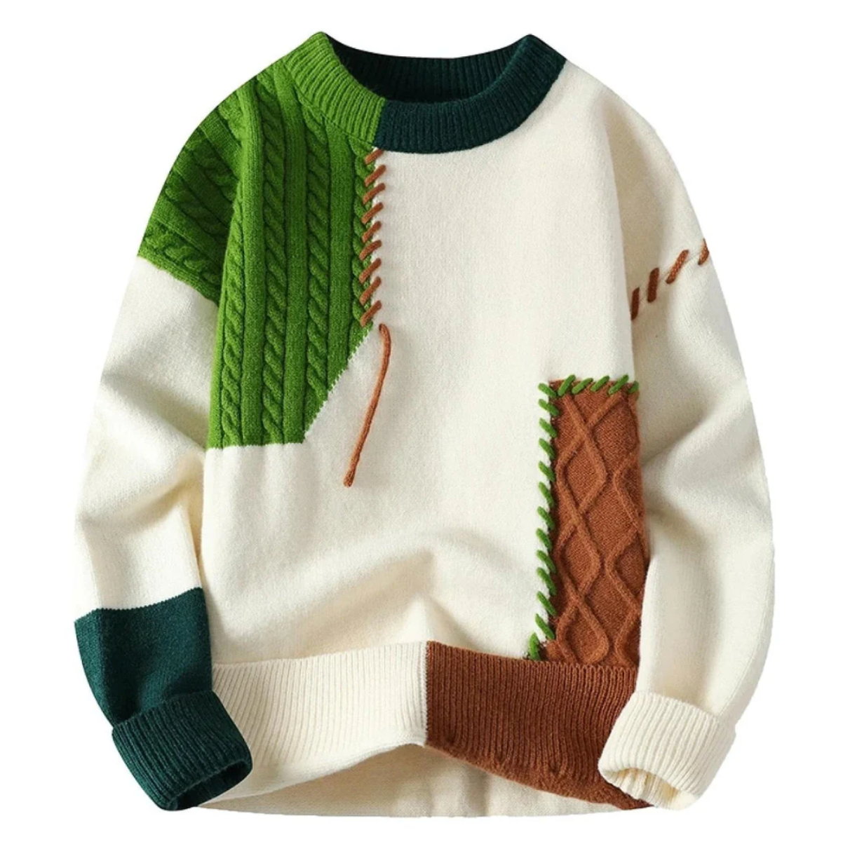 Luca – Patchwork Strickpullover Unisex