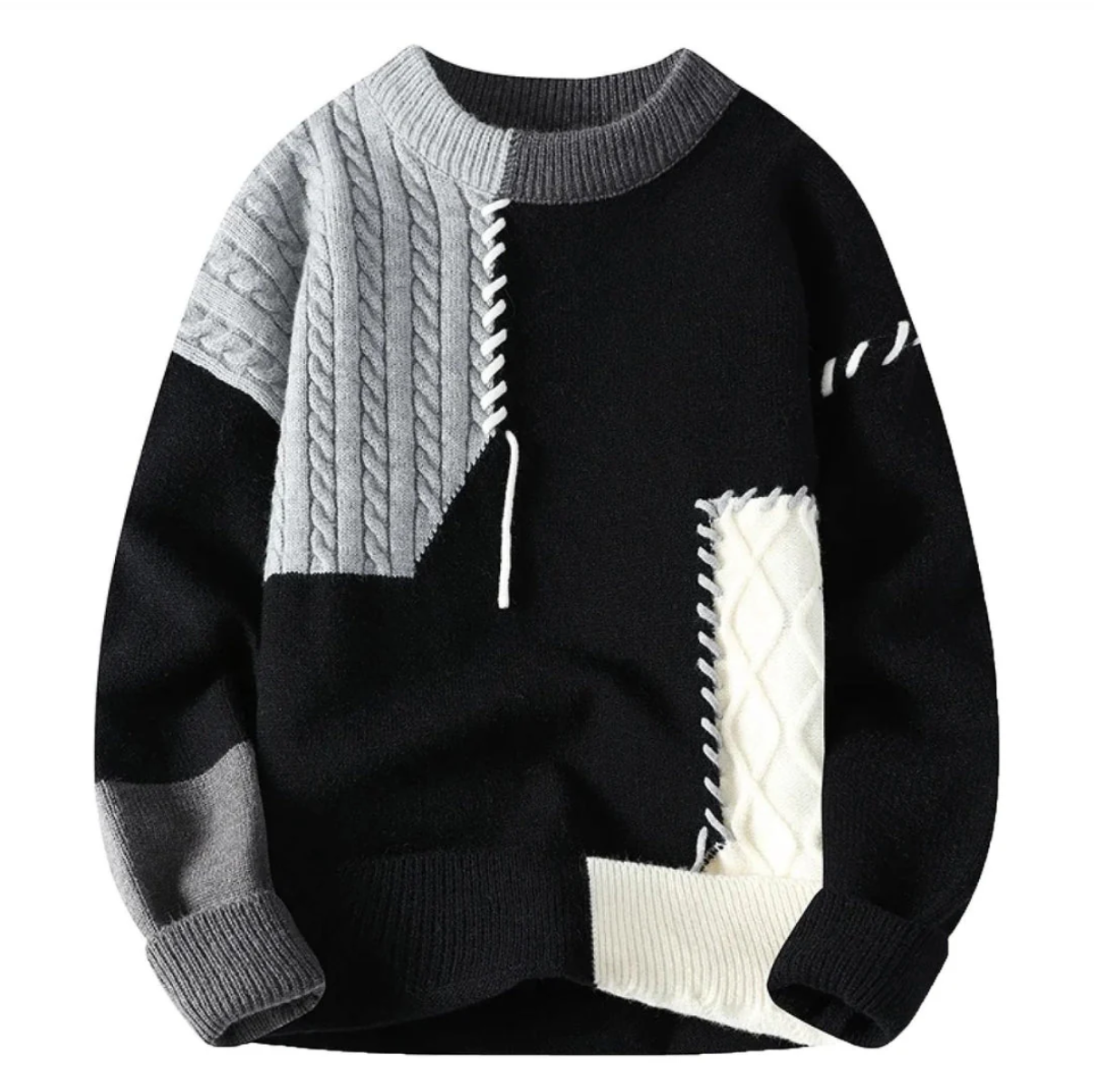 Luca – Patchwork Strickpullover Unisex
