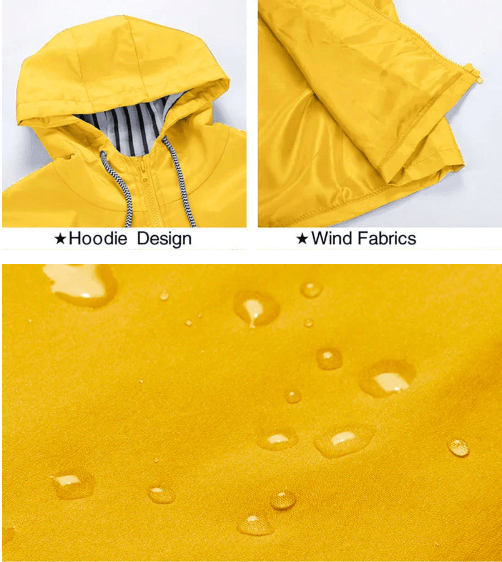 Klara – Regenjacke Damen mit Gestreiftem Innenfutter und Kapuze