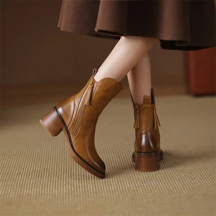 Sophia – Klassische Lederstiefeletten Damen