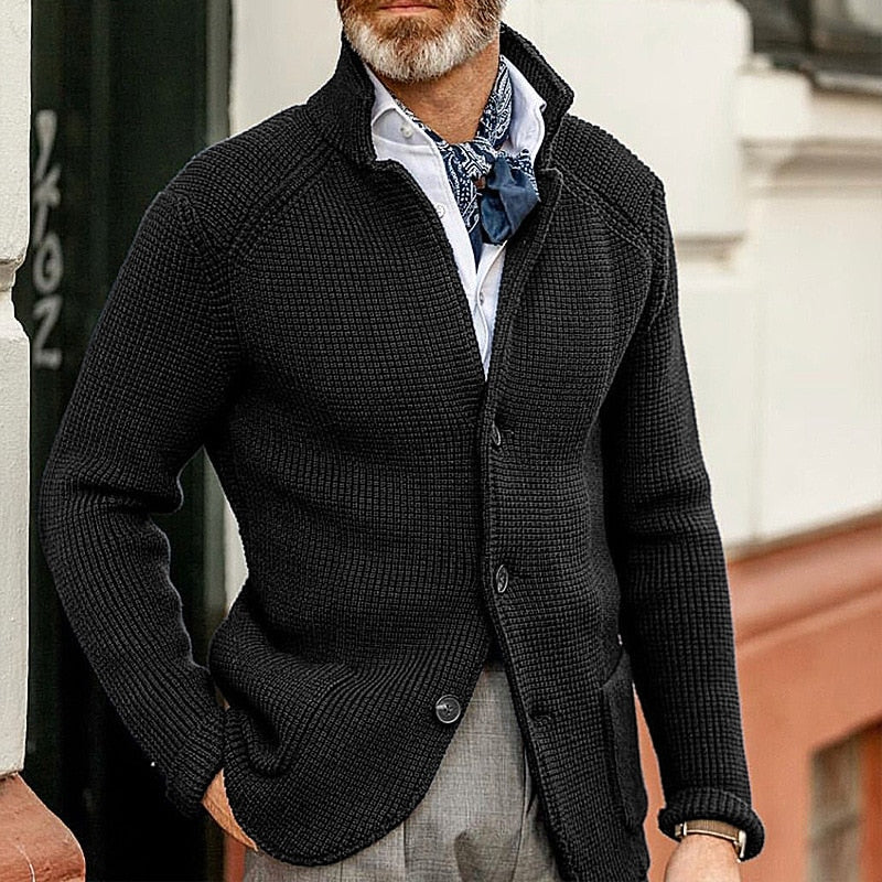 Henrik - Herren Strickjacke mit Knopfleiste und Reverskragen
