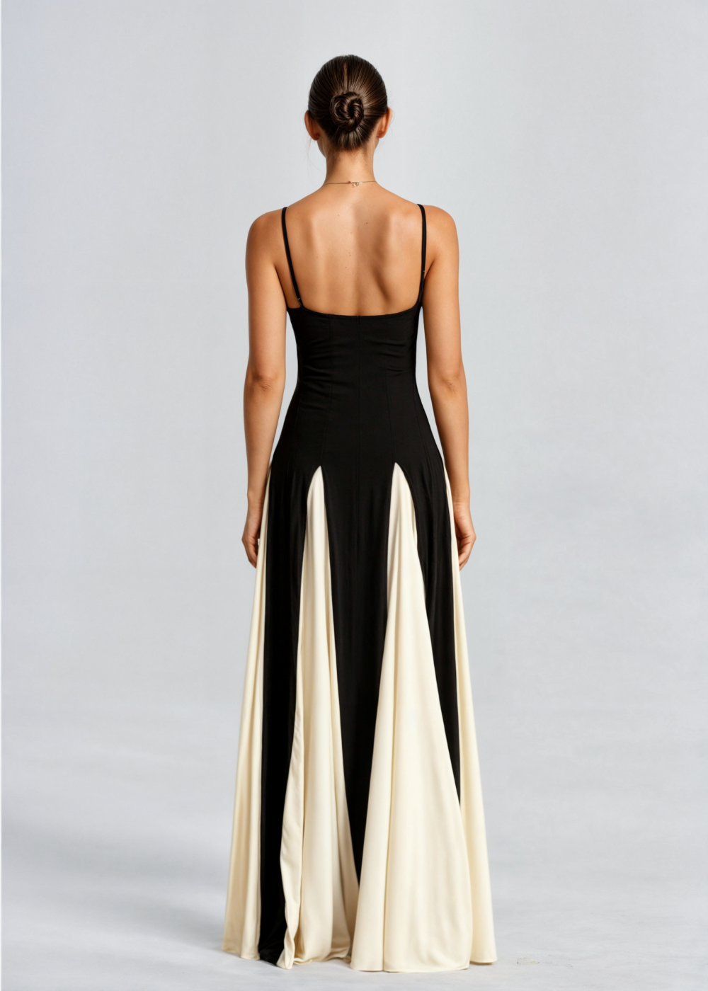Isabella - Damen Abendkleid mit Kontrast-Design und Spaghettiträgern