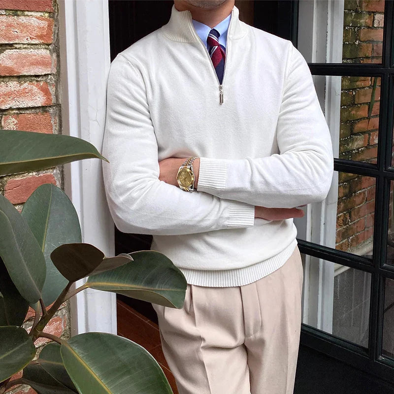 David - Herren Pullover mit halbem Reißverschluss