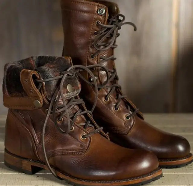 Lior - Herren Leder Stiefel mit Schnürung Vintage Look