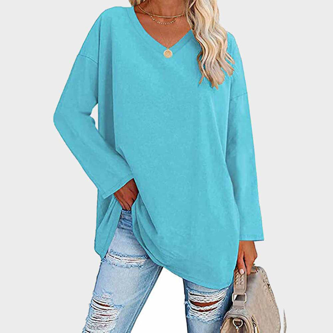 Mara - Damen Longsleeve mit V-Ausschnitt