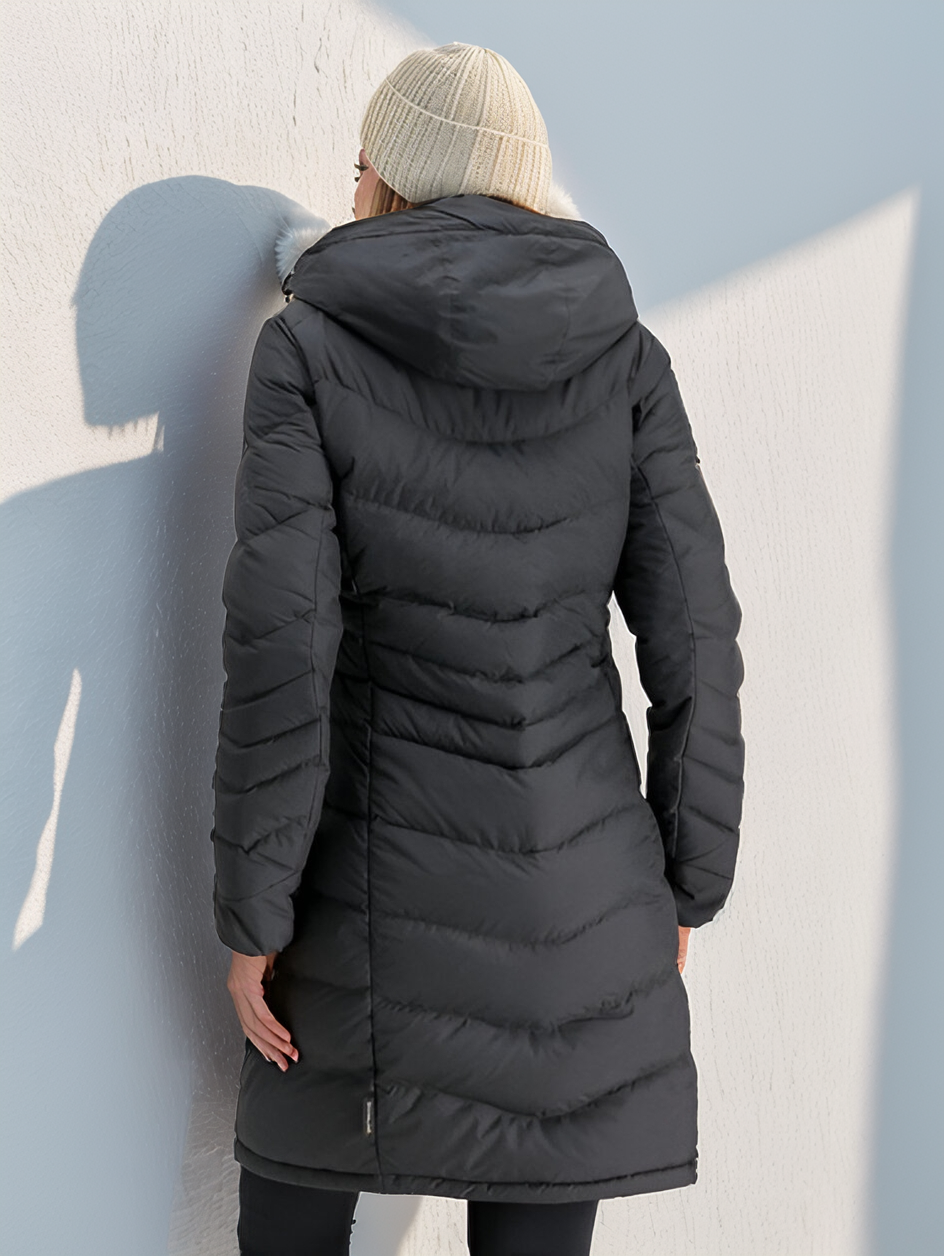 Morgana – Lange gesteppte Damenjacke mit Kapuze