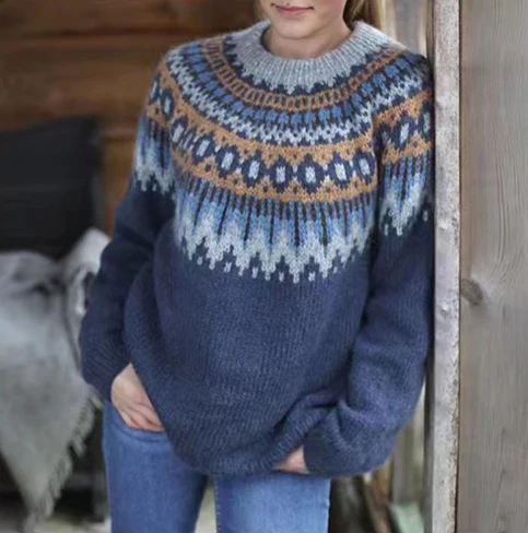 Mia – Gemusterter Strickpullover Damen