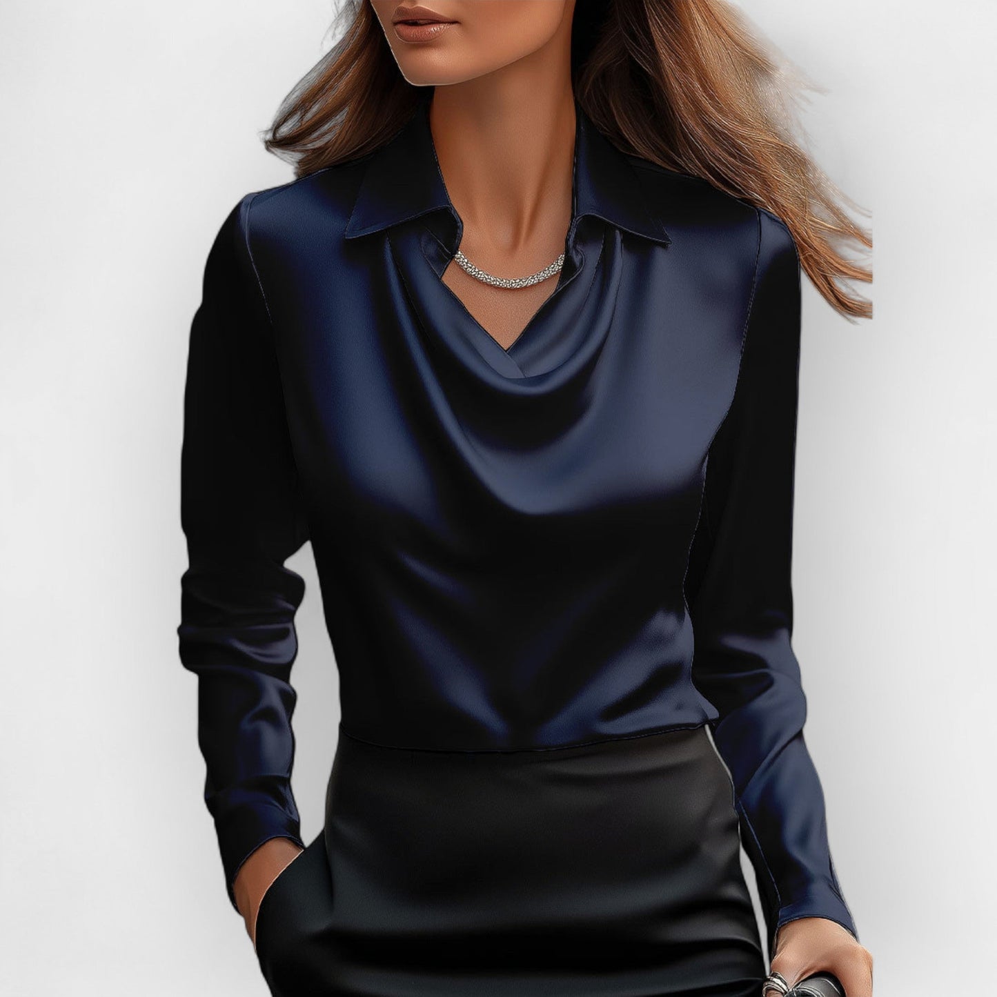 Elena – Satinbluse mit Wasserfallausschnitt Damen