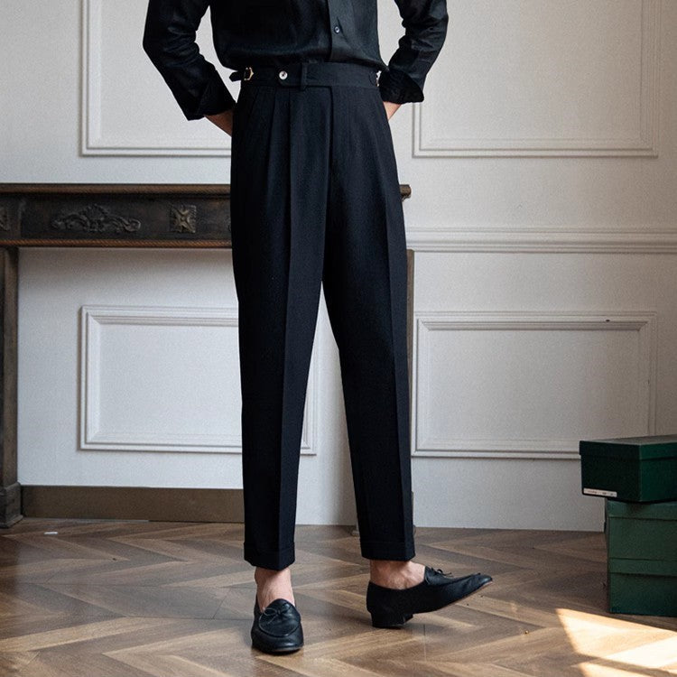 Jonas – Hochgeschnittene Bundfaltenhose im Retro-Stil für Herren