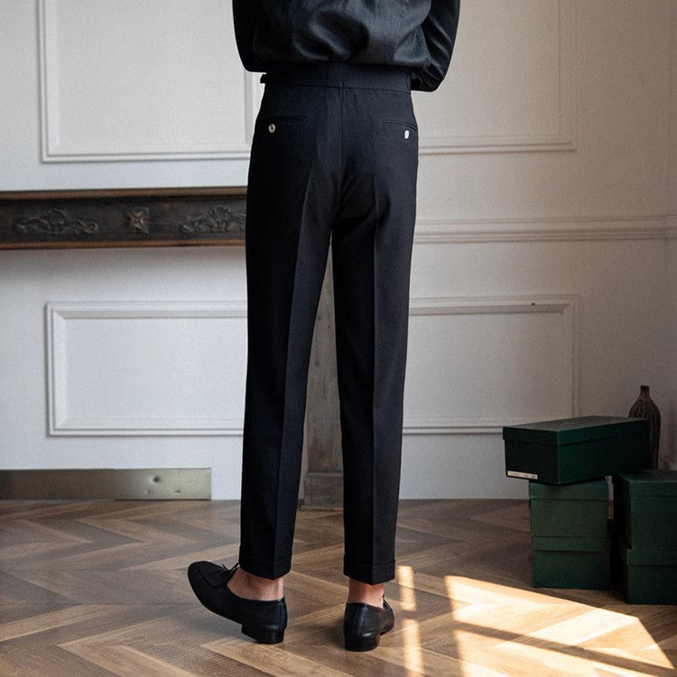 Jonas – Hochgeschnittene Bundfaltenhose im Retro-Stil für Herren