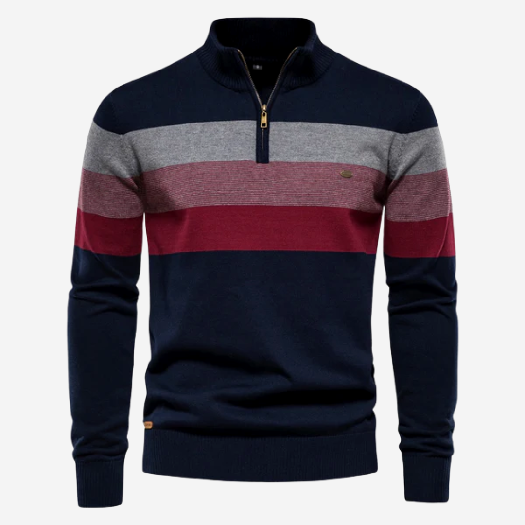 Lars – Gestreifter Strickpullover mit Reißverschluss Herren