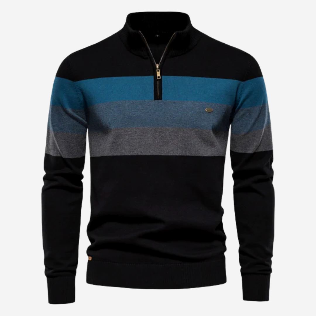 Lars – Gestreifter Strickpullover mit Reißverschluss Herren