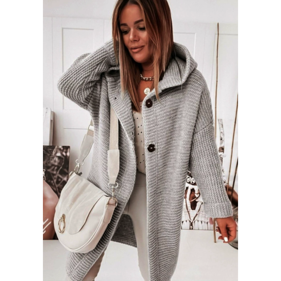 Lia – Damen Strick-Cardigan mit Kapuze