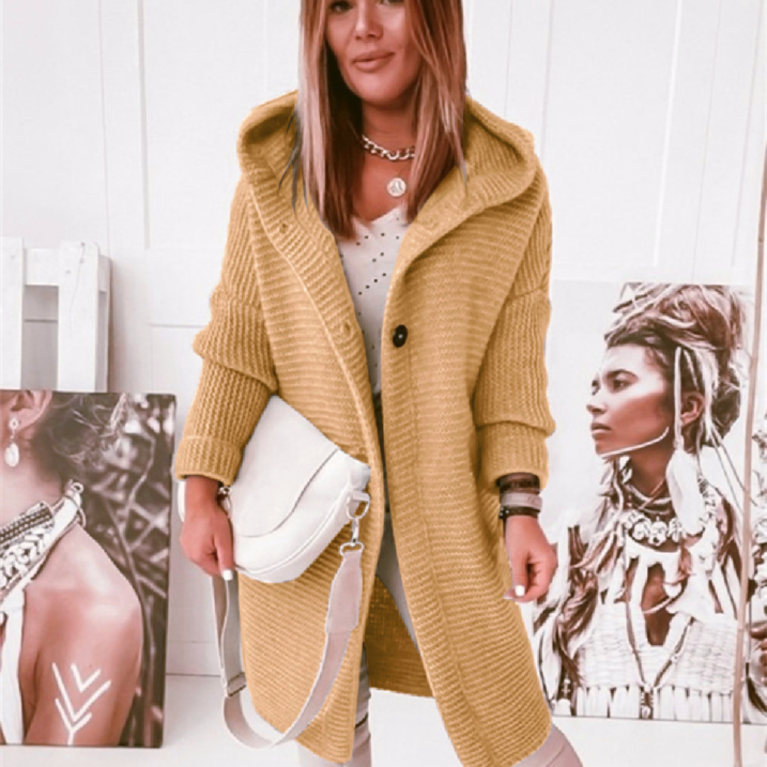 Lia – Damen Strick-Cardigan mit Kapuze
