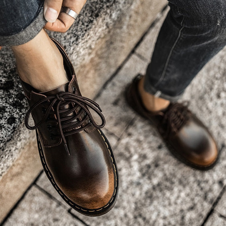 Lukas - Herren Leder Halbschuh mit gelber Naht