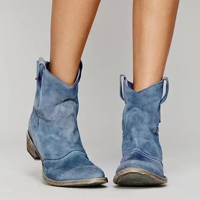 Siena – Graue Cowboy-Stiefeletten im Used-Look