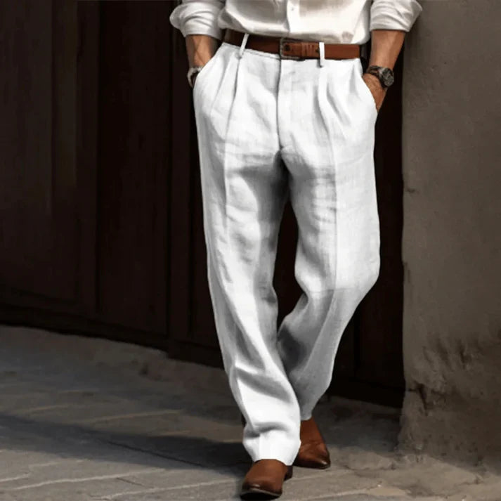 Fabio - Herren Leinenhose mit Bundfalten