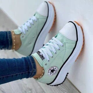 Aurora – Orthopädische gelbe Plateau-Sneaker im Retro-Style mit Stern-Patch und Profilsohle