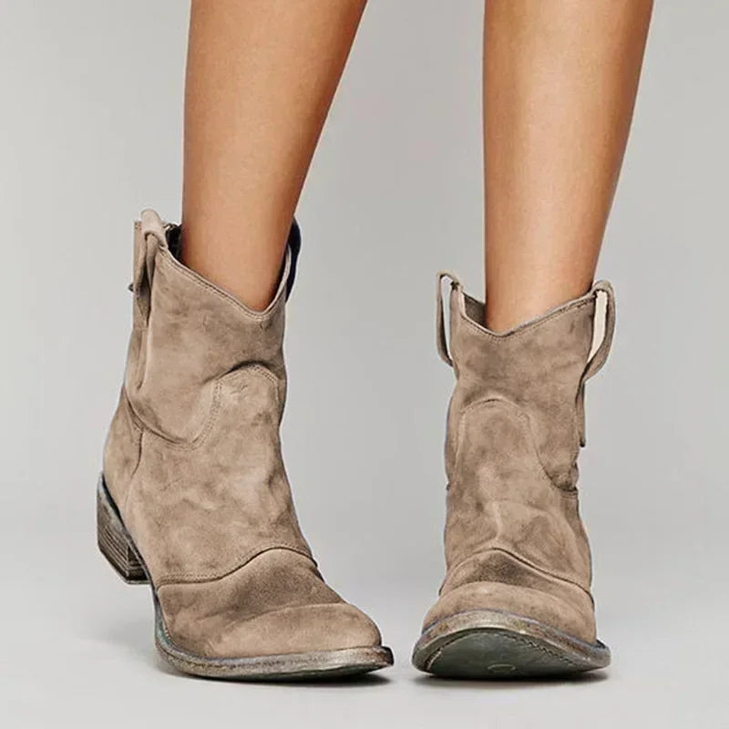 Siena – Graue Cowboy-Stiefeletten im Used-Look
