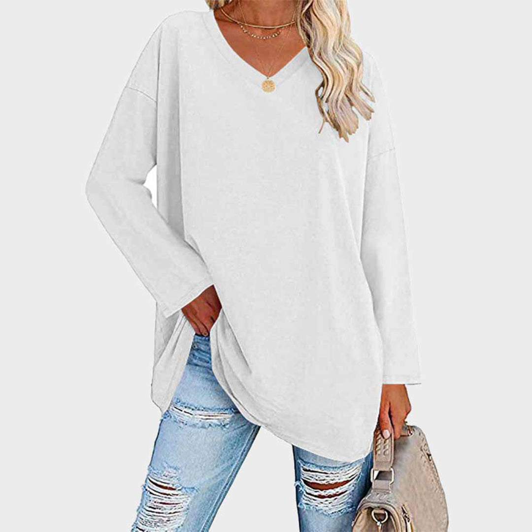 Mara - Damen Longsleeve mit V-Ausschnitt