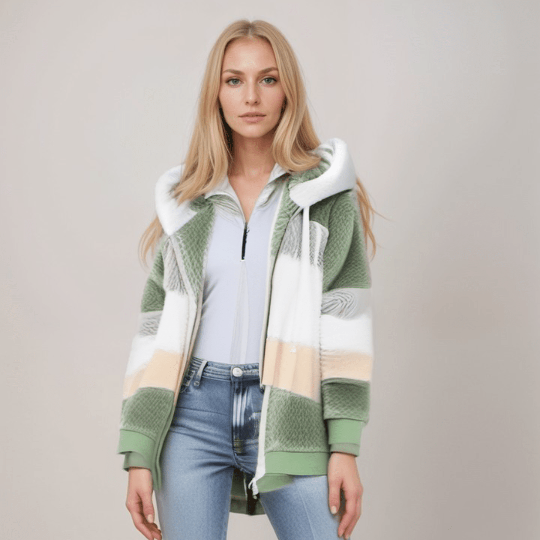 Amira – Damen Kapuzenjacke mit Farbblock-Design und Reißverschluss