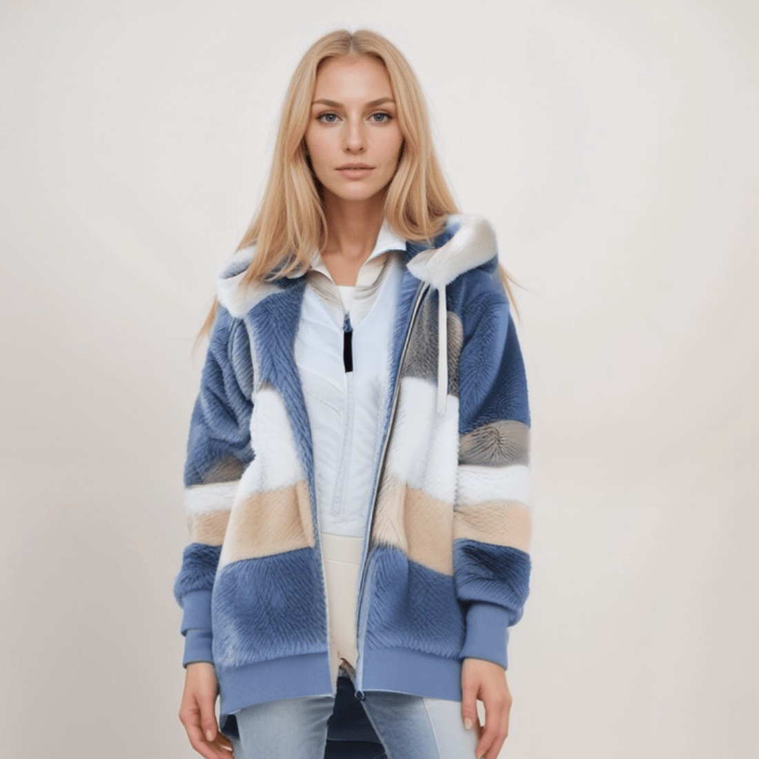 Amira – Damen Kapuzenjacke mit Farbblock-Design und Reißverschluss