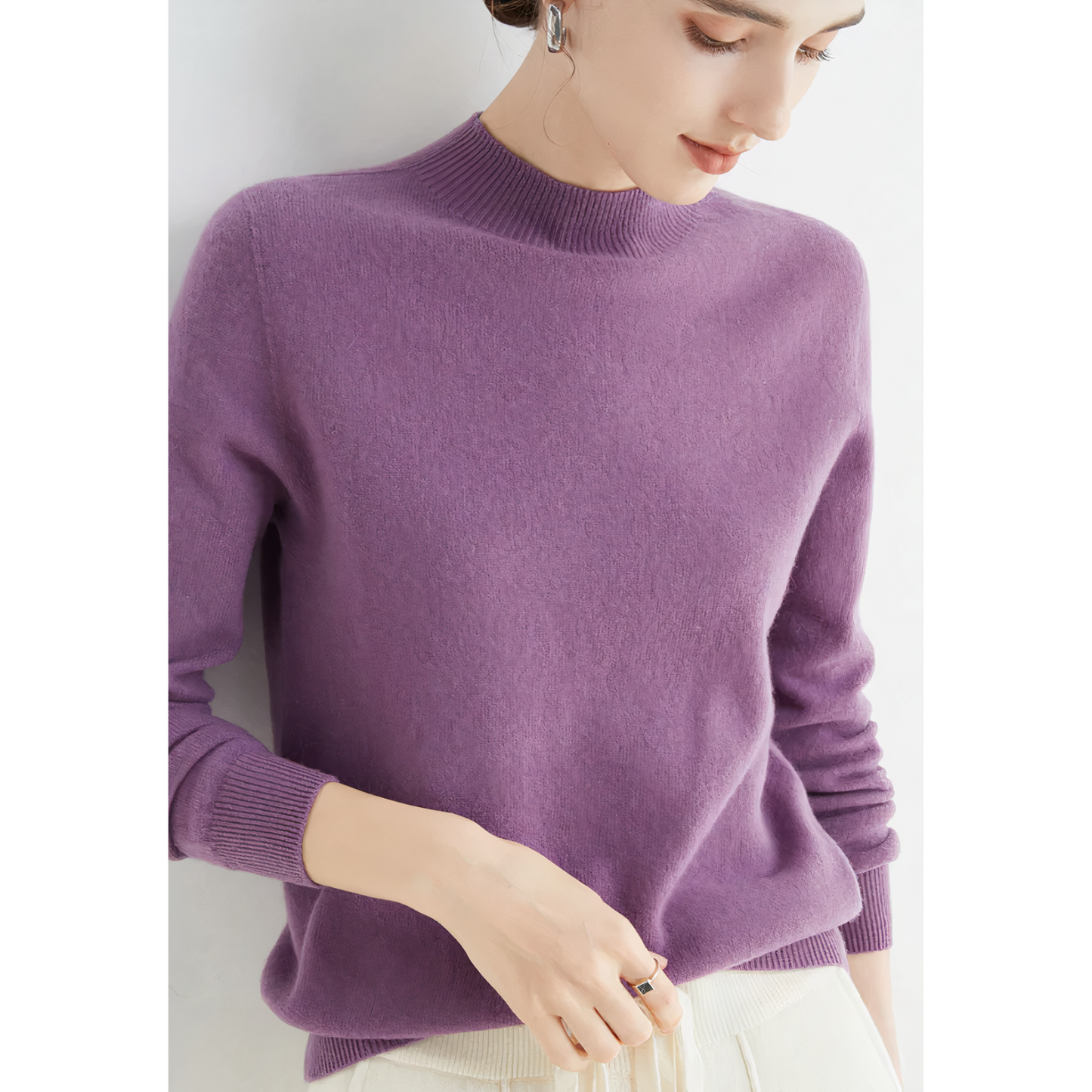 Emilia - Damen Pullover Rundhals Langarm weich