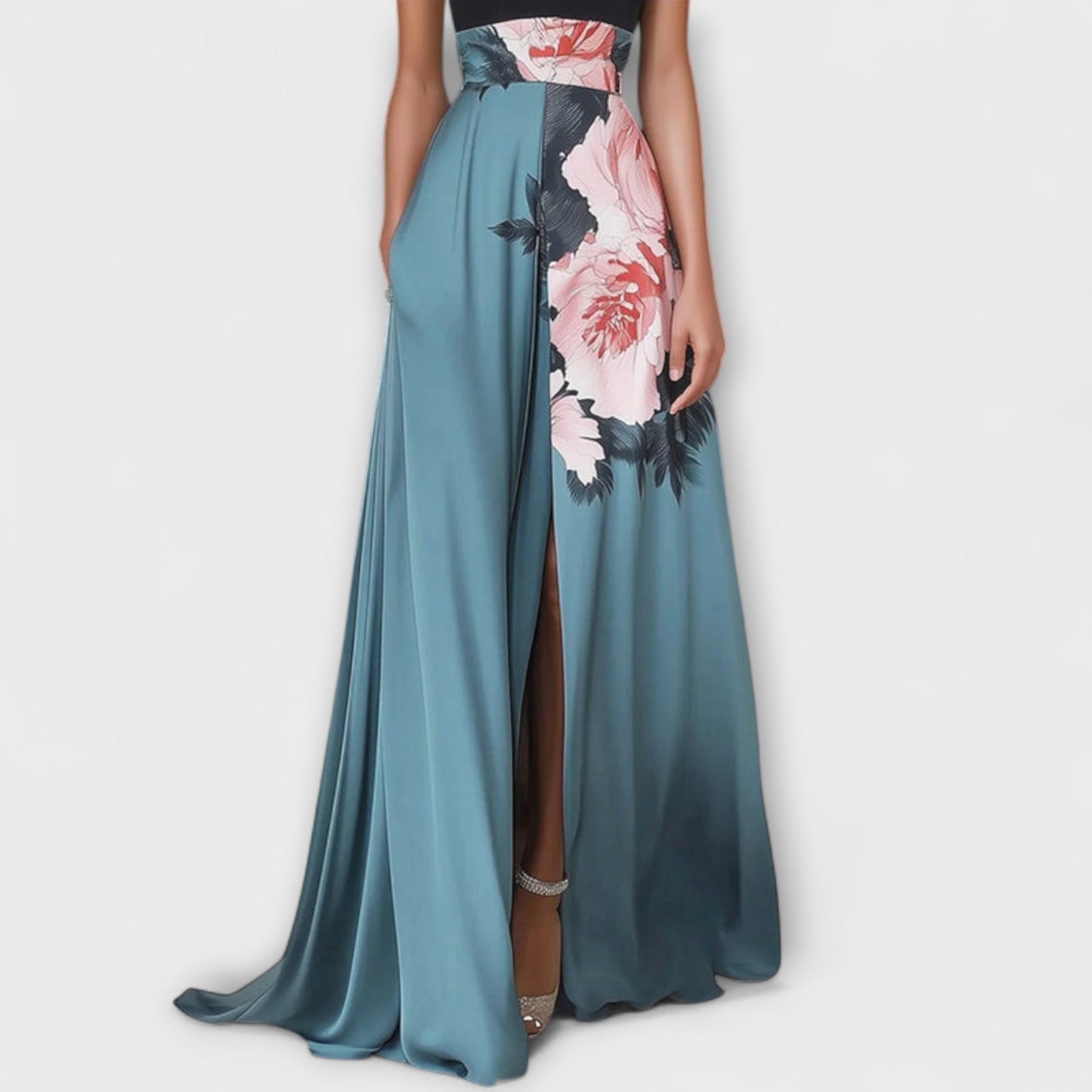 Valentina – Elegantes Blumen-Maxikleid mit Neckholder für Damen
