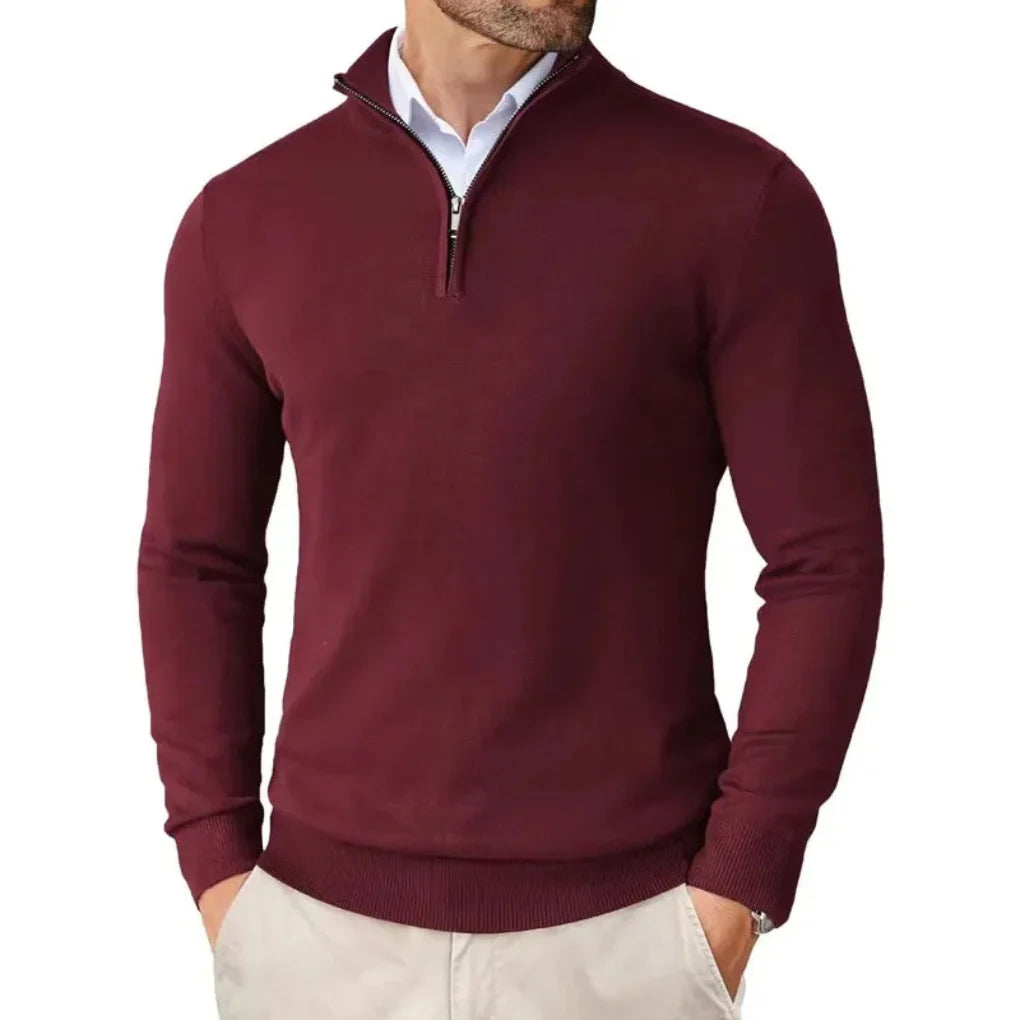 David - Herren Pullover mit Reißverschlusskragen