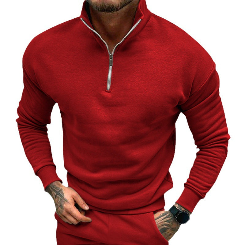 Adrian - Herren Pullover mit Stehkragen und Reißverschluss