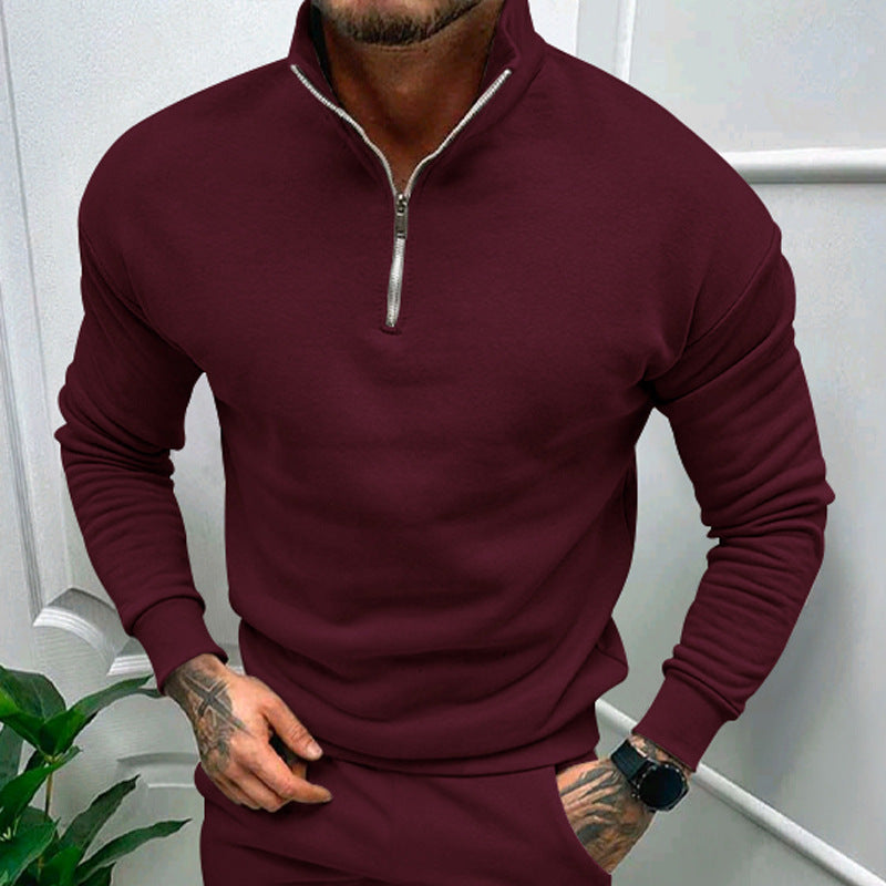 Adrian - Herren Pullover mit Stehkragen und Reißverschluss