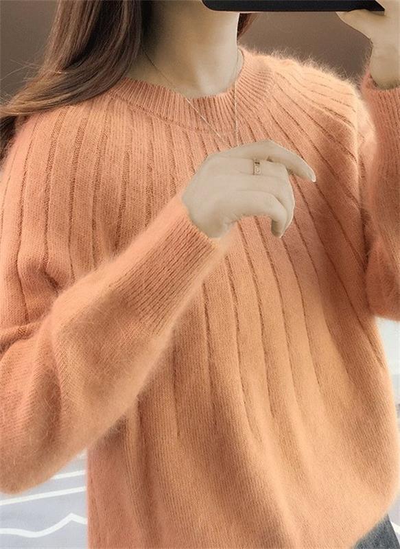 Lea - Damen Strickpullover Oversize mit Rundhals