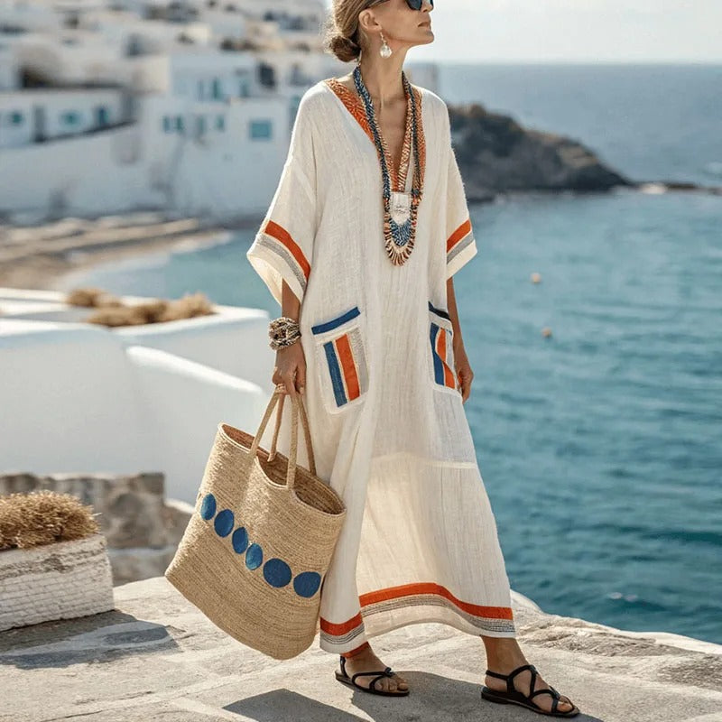 Nina – Luftiges Kaftan-Sommerkleid mit Ethno-Details für Damen