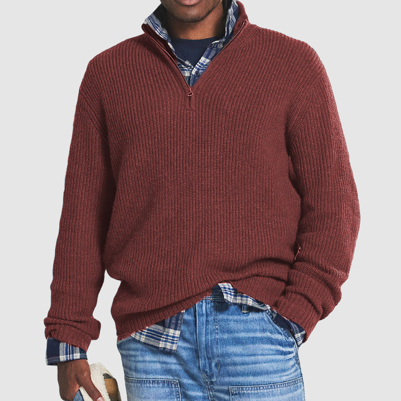 Liam – Herren Strickpullover mit halbem Reißverschluss