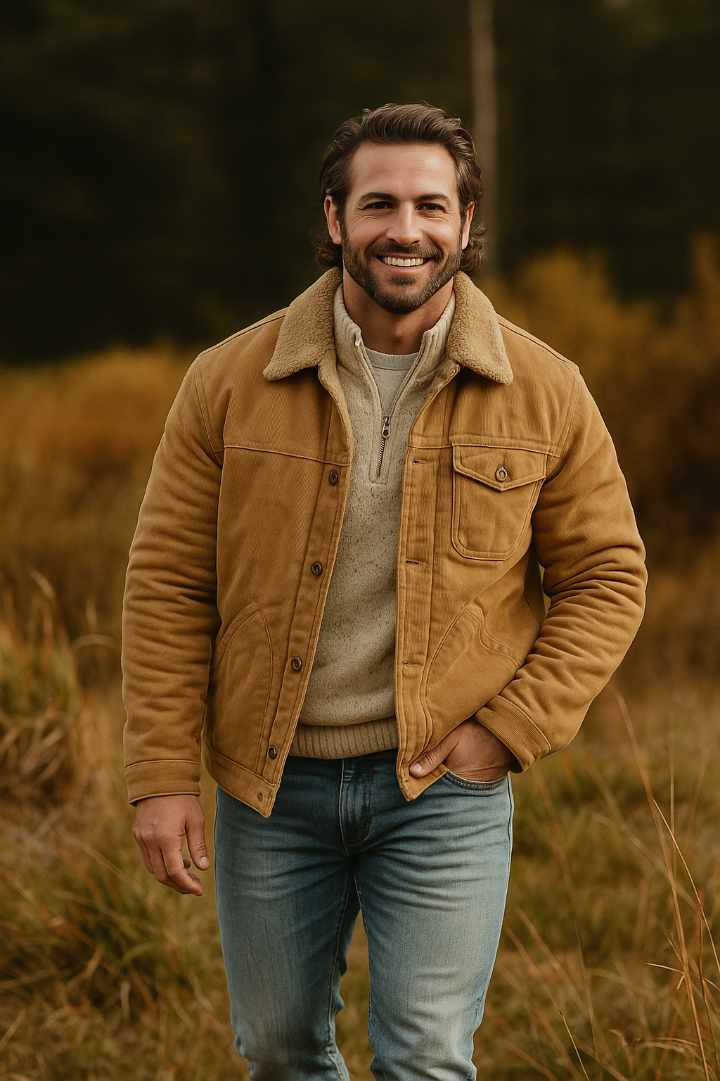 Elias – Cordjacke Herren mit Teddyfutter
