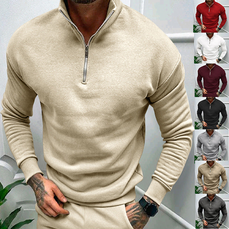 Adrian - Herren Pullover mit Stehkragen und Reißverschluss