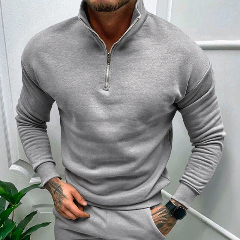Adrian - Herren Pullover mit Stehkragen und Reißverschluss