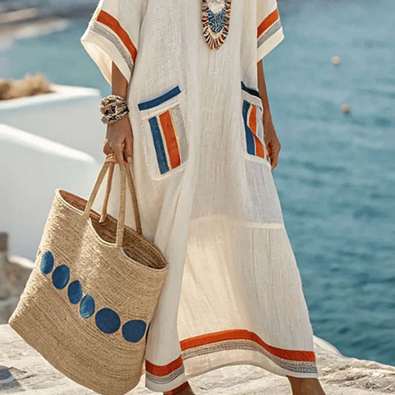Nina – Luftiges Kaftan-Sommerkleid mit Ethno-Details für Damen