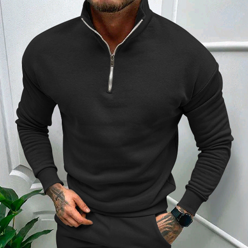 Adrian - Herren Pullover mit Stehkragen und Reißverschluss