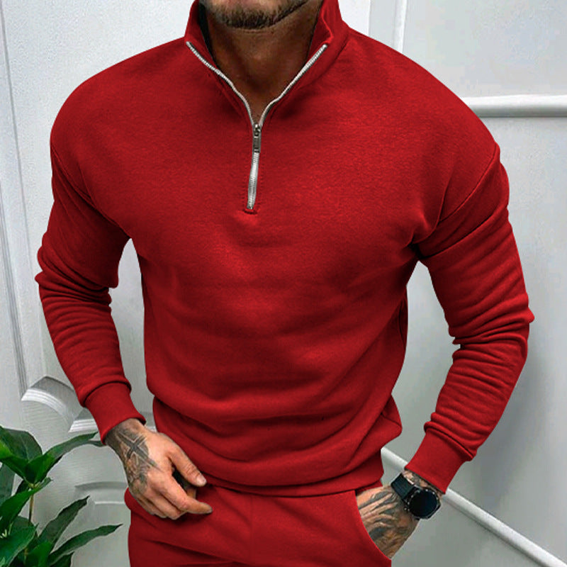 Adrian - Herren Pullover mit Stehkragen und Reißverschluss