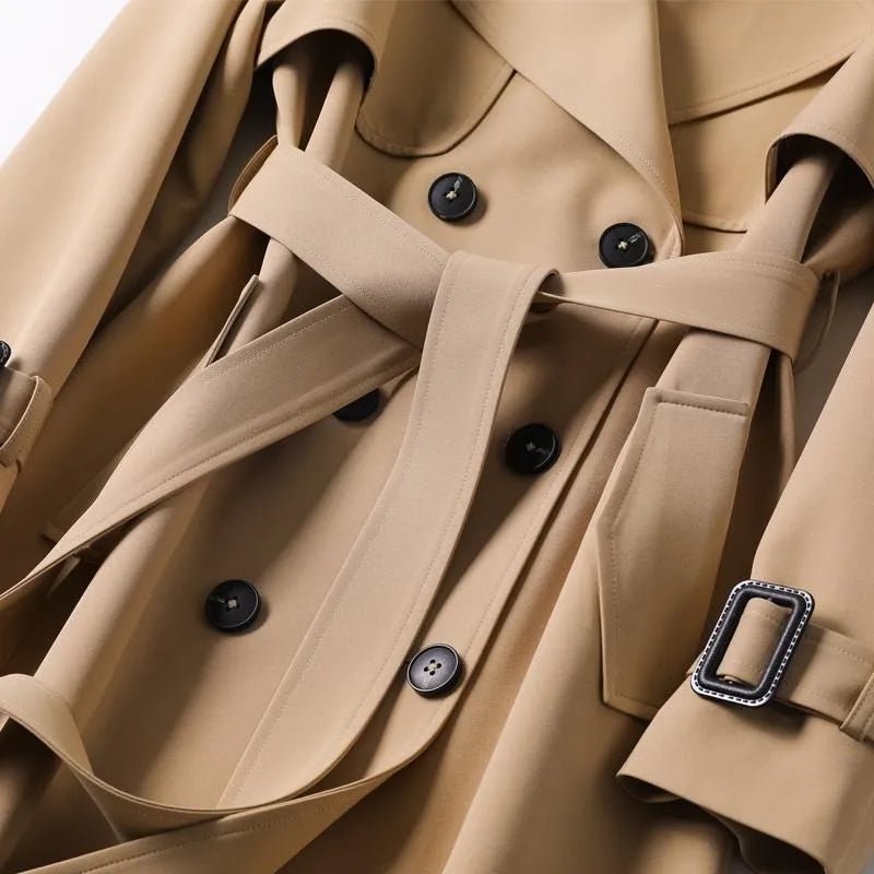 Isabella - Damen wolle Trenchcoat mit Gürtel und Doppelreiher