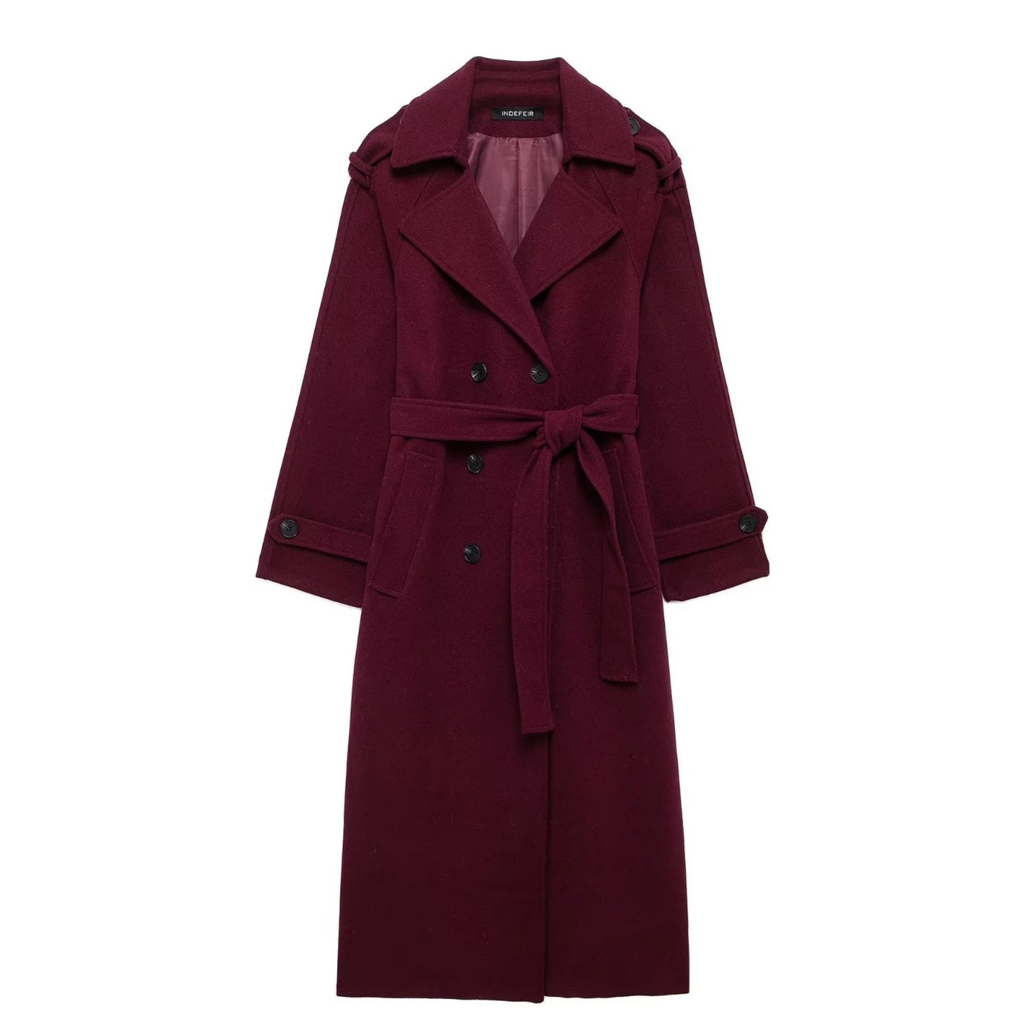 Claudine - Damen Trenchcoat mit Bindegürtel und Doppelreiher-Design