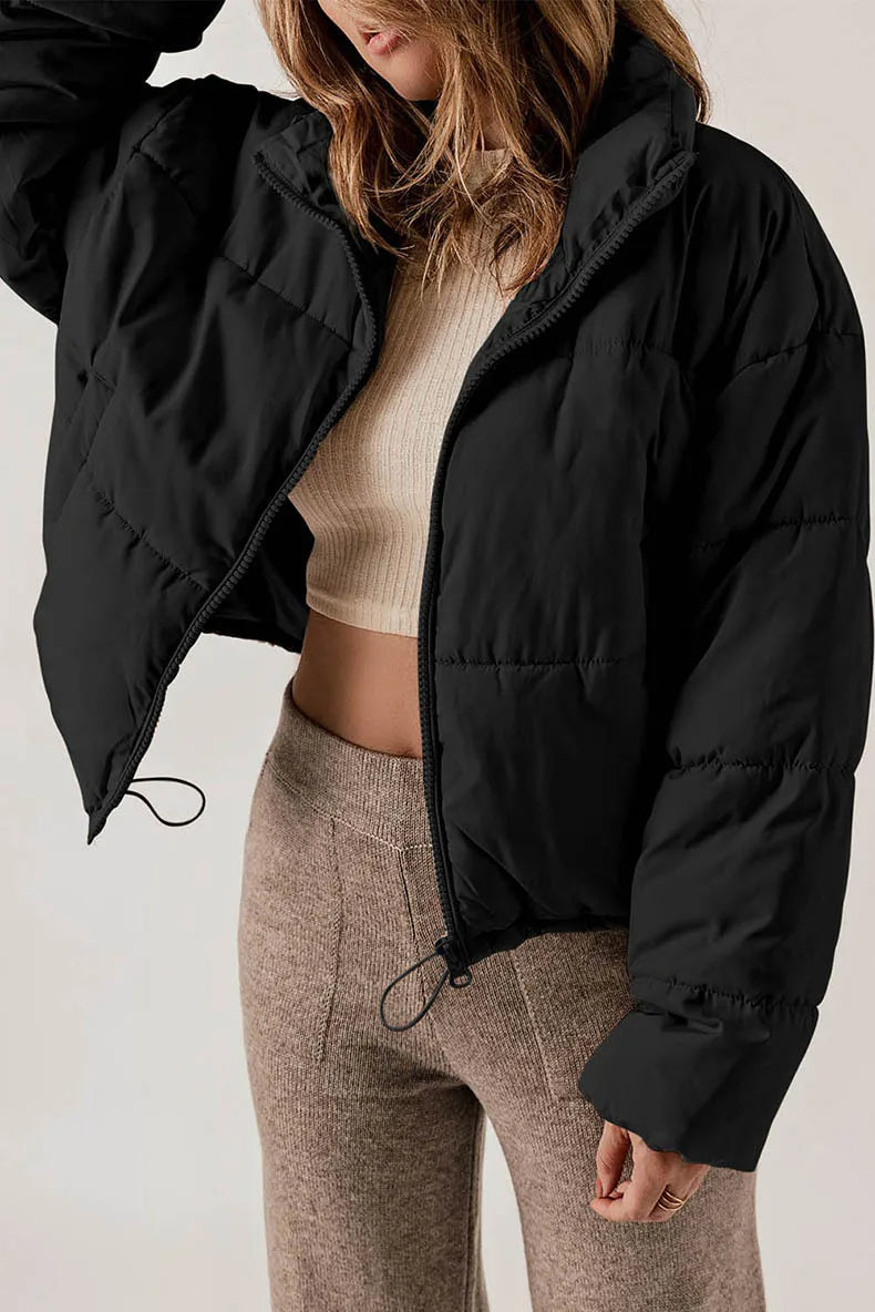 Selina - Damen Steppjacke Cropped mit Stehkragen