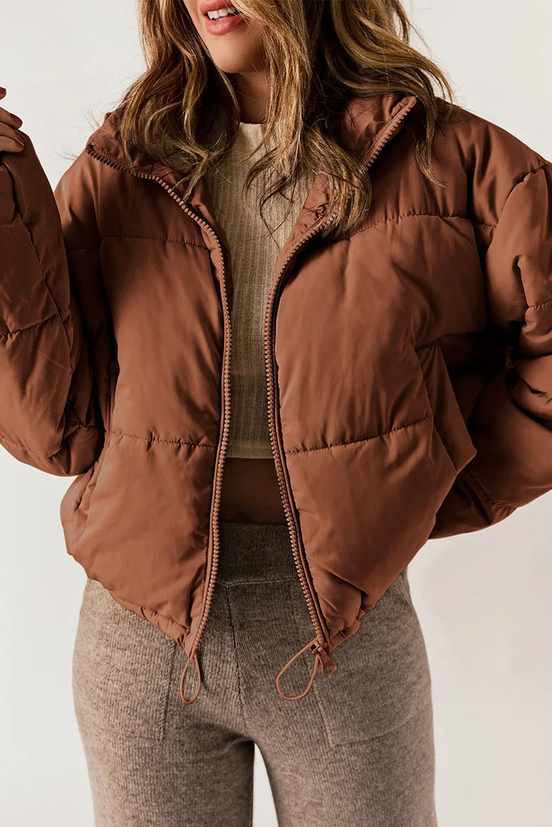 Selina - Damen Steppjacke Cropped mit Stehkragen