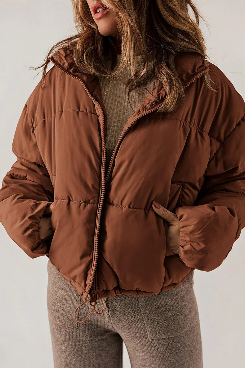 Selina - Damen Steppjacke Cropped mit Stehkragen
