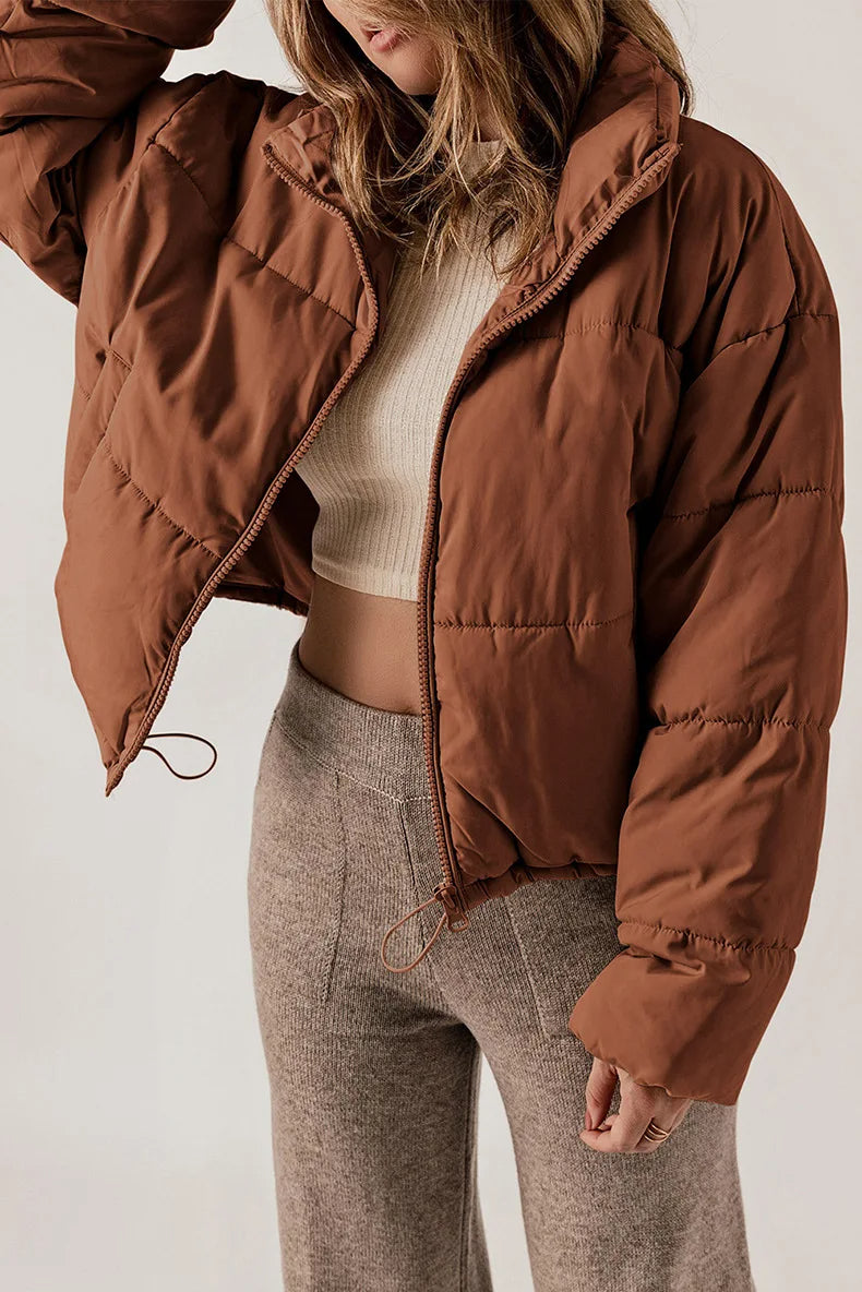 Selina - Damen Steppjacke Cropped mit Stehkragen